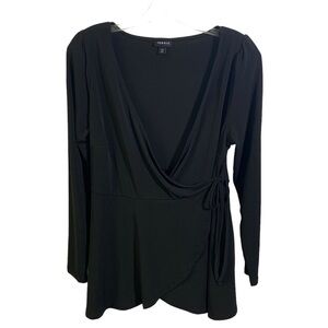 TORRID Women's Black Knit Wrap Around Long Sleeve Tunic Top Size 00 (M/L) Black